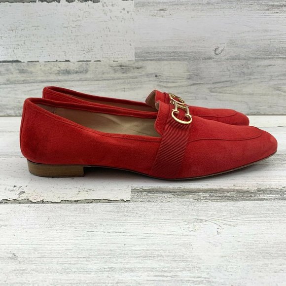 Carolina Herrera Shoes - CH Carolina Herrera Red Suede Gold Horse Bit Loafe
